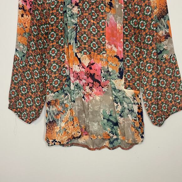 Fig and Flower Anthropologie Peasant Top Womens Medium Sheer Boho Floral Fairy - Picture 3 of 10